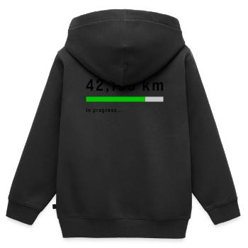 41,195 km in Progress - Kinder Premium Organic Zip Hoodie - Schwarz - Hinten - AI Model Kid Male (0cm)