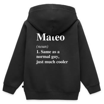 Mateo Definition Cooler Name Spruch Geschenk - Kinder Premium Organic Zip Hoodie - Schwarz - Hinten - AI Model Kid Male (0cm)