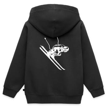 Skifahrer, Skifahren - Kinder Premium Organic Zip Hoodie - Schwarz - Hinten - AI Model Kid Male (0cm)