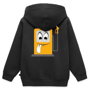 Cartoon Gesicht Tankstelle - Kinder Premium Organic Zip Hoodie - Schwarz - Hinten - AI Model Kid Male (0cm)