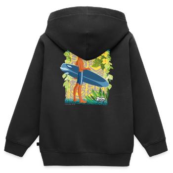 Zoom Der Weiße Delfin Yann Und Sein Surfbrett - Kinder Premium Organic Zip Hoodie - Schwarz - Hinten - AI Model Kid Male (0cm)