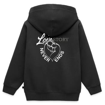 Alpaka Lama Love Story - Kinder Premium Organic Zip Hoodie - Schwarz - Hinten - AI Model Kid Male (0cm)
