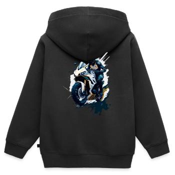 Sportmotorrad-Illustration - Kinder Premium Organic Zip Hoodie - Schwarz - Hinten - AI Model Kid Male (0cm)