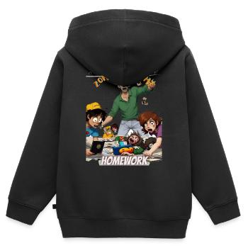 Zombies haben meine Hausaufgaben gefressen - Kinder Premium Organic Zip Hoodie - Schwarz - Hinten - AI Model Kid Male (0cm)