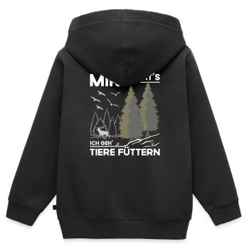 Tiere Füttern - Kinder Premium Organic Zip Hoodie - Schwarz - Hinten - AI Model Kid Male (0cm)