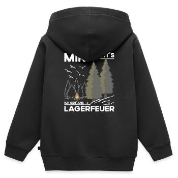 Lagerfeuer Machen - Kinder Premium Organic Zip Hoodie - Schwarz - Hinten - AI Model Kid Male (0cm)