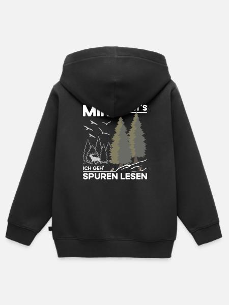 Spuren Lesen - Kinder Premium Organic Zip Hoodie - Schwarz