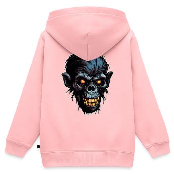 Zombie Affe Halloween Tier Bestie Lebewesen - Kinder Premium Organic Zip Hoodie - Rosa - Hinten - AI Model Kid Female (0cm)