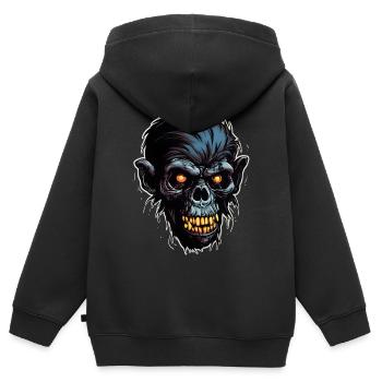 Zombie Affe Halloween Tier Bestie Lebewesen - Kinder Premium Organic Zip Hoodie - Schwarz - Hinten - AI Model Kid Male (0cm)