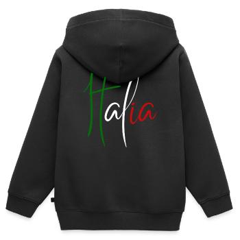 Italienische Flagge, italienischer Stolz - Kinder Premium Organic Zip Hoodie - Schwarz - Hinten - AI Model Kid Male (0cm)