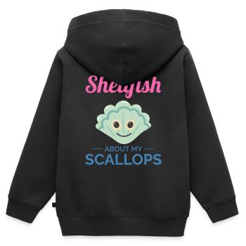 Pétoncles Coquillages Collector Beachcomber Crustacés - Sweat Premium à capuche zippé enfant bio - noir - Dos - AI Model Kid Male (0cm)