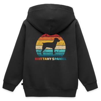 Brittany Spaniel - Kinder Premium Organic Zip Hoodie - Schwarz - Hinten - AI Model Kid Male (0cm)