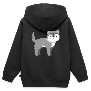 Loup doux - Sweat Premium à capuche zippé enfant bio - noir - Dos - AI Model Kid Male (0cm)
