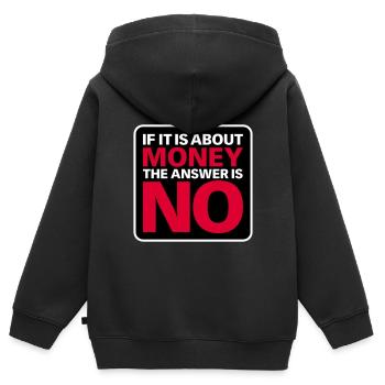 Kein Geld - Kinder Premium Organic Zip Hoodie - Schwarz - Hinten - AI Model Kid Male (0cm)