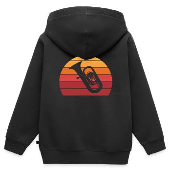 Tuba Vintage Sunset Blaskapelle Blechinstrument - Kinder Premium Organic Zip Hoodie - Schwarz - Hinten - AI Model Kid Male (0cm)
