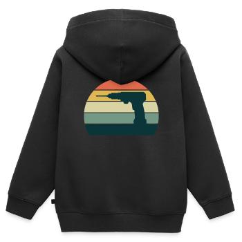 Handwerker Bohrer Sunset Heimwerker Bohrmaschine - Kinder Premium Organic Zip Hoodie - Schwarz - Hinten - AI Model Kid Male (0cm)
