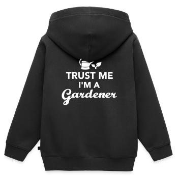 Gärtner - Kinder Premium Organic Zip Hoodie - Schwarz - Hinten - AI Model Kid Male (0cm)