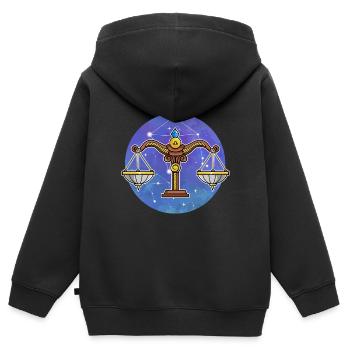 Sternzeichen Waage - Kinder Premium Organic Zip Hoodie - Schwarz - Hinten - AI Model Kid Male (0cm)