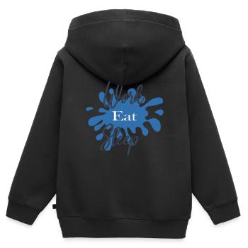 Design Work Eat Sleep - Sweat Premium à capuche zippé enfant bio - noir - Dos - AI Model Kid Male (0cm)