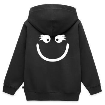 Lachen Augen - Kinder Premium Organic Zip Hoodie - Schwarz - Hinten - AI Model Kid Male (0cm)