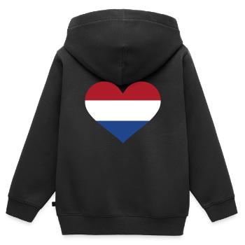 Niederlande - Kinder Premium Organic Zip Hoodie - Schwarz - Hinten - AI Model Kid Male (0cm)