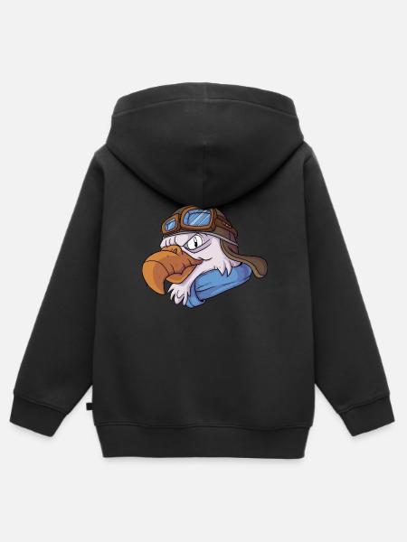 Adler Pilot - Kinder Premium Organic Zip Hoodie - Schwarz