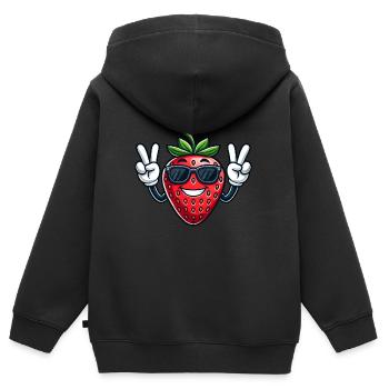 Süße Cartoon-Erdbeere Peace Fruchtig - Kinder Premium Organic Zip Hoodie - Schwarz - Hinten - AI Model Kid Male (0cm)