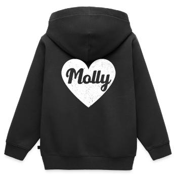 Molly Name Big Heart Love Artwork Gift - Sweat Premium à capuche zippé enfant bio - noir - Dos - AI Model Kid Male (0cm)