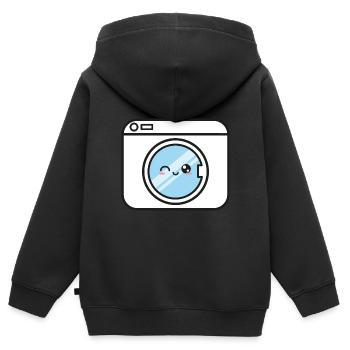 Washing machine Kawaii Lustig Sweet - Kids Premium Organic Zip-up Hoodie - black - Back - AI Model Kid Male (0cm)
