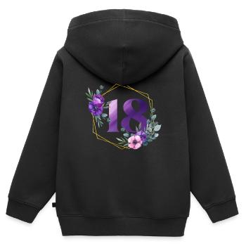 Geburtstag 18 Mädchen Blumenkranz Achtzehn 18 Jahr - Kinder Premium Organic Zip Hoodie - Schwarz - Hinten - AI Model Kid Male (0cm)