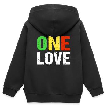One Love Reggae Musik Jamaica - Kinder Premium Organic Zip Hoodie - Schwarz - Hinten - AI Model Kid Male (0cm)