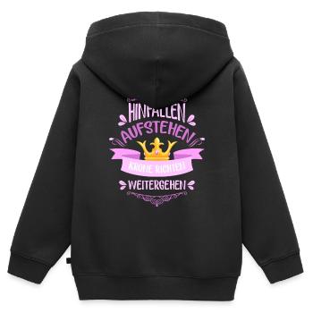 La couronne se lève. - Sweat Premium à capuche zippé enfant bio - noir - Dos - AI Model Kid Male (0cm)