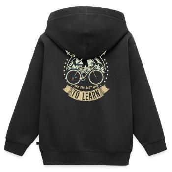 Abenteuer Fahrrad - Kinder Premium Organic Zip Hoodie - Schwarz - Hinten - AI Model Kid Male (0cm)