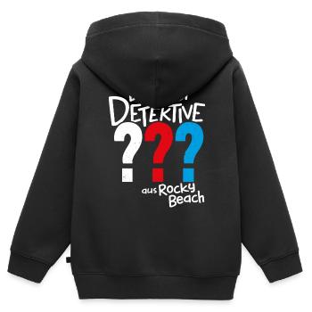 Die Drei ??? Kids aus Rocky Beach - Kinder Premium Organic Zip Hoodie - Schwarz - Hinten - AI Model Kid Male (0cm)
