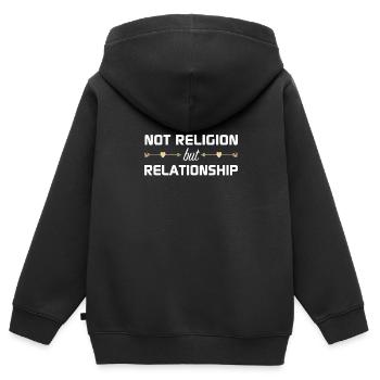 Christliches Design - Nicht Religion, sondern Beziehung - Kinder Premium Organic Zip Hoodie - Schwarz - Hinten - AI Model Kid Male (0cm)