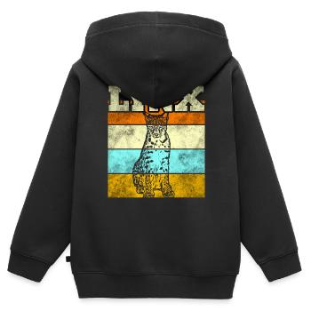 Luchs - Kinder Premium Organic Zip Hoodie - Schwarz - Hinten - AI Model Kid Male (0cm)