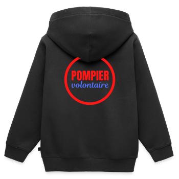 POMPIER Volontaire (Cercle) - Sweat Premium à capuche zippé enfant bio - noir - Dos - AI Model Kid Male (0cm)