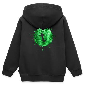 fleck grün t - Kinder Premium Organic Zip Hoodie - Schwarz - Hinten - AI Model Kid Male (0cm)