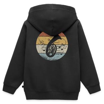 Ténor Cor Musicien Ténor Cor Orchestre Musique à Vent - Sweat Premium à capuche zippé enfant bio - noir - Dos - AI Model Kid Male (0cm)
