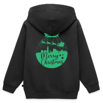 Weihnachten Schneeball Santa Sleigh Frohe Weihnachten Geschenk - Kinder Premium Organic Zip Hoodie - Schwarz - Hinten - AI Model Kid Male (0cm)