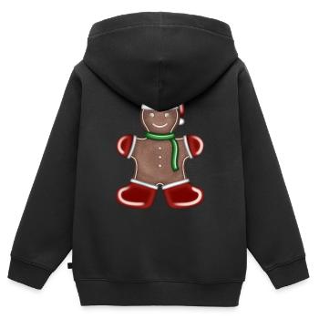 Gingerbread Man: Père Noël - Sweat Premium à capuche zippé enfant bio - noir - Dos - AI Model Kid Male (0cm)