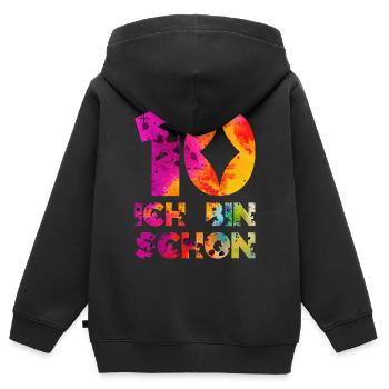 ICH BIN SCHON 10 EINHORN 10. GEBURTSTAG - Kinder Premium Organic Zip Hoodie - Schwarz - Hinten - AI Model Kid Male (0cm)