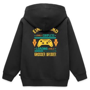 Einzelkind Complete Loading Großer Bruder Gaming - Kinder Premium Organic Zip Hoodie - Schwarz - Hinten - AI Model Kid Male (0cm)