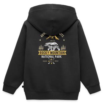 Parc national des - Sweat Premium à capuche zippé enfant bio - noir - Dos - AI Model Kid Male (0cm)