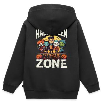 Halloween Zombie Pumpkin Crew Group Costume de chemise - Sweat Premium à capuche zippé enfant bio - noir - Dos - AI Model Kid Male (0cm)