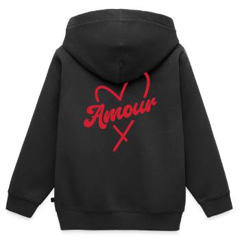 Amour - Kinder Premium Organic Zip Hoodie - Schwarz - Hinten - AI Model Kid Male (0cm)