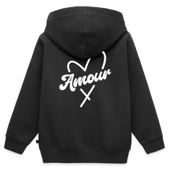 Amour - Kinder Premium Organic Zip Hoodie - Schwarz - Hinten - AI Model Kid Male (0cm)