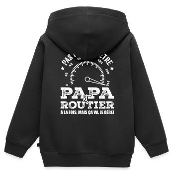Vater und LKW-Fahrer laufen Autobahn-LKW-Geschenk - Kinder Premium Organic Zip Hoodie - Schwarz - Hinten - AI Model Kid Male (0cm)