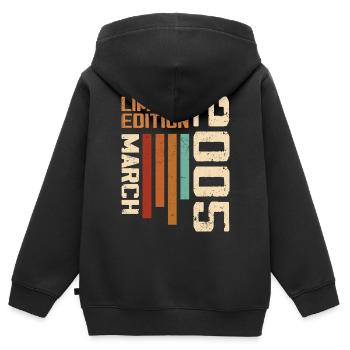März 2005 Jubiläum 2005 Retro 2005 März - Kinder Premium Organic Zip Hoodie - Schwarz - Hinten - AI Model Kid Male (0cm)