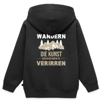 Randonnée : l’art de se perdre dans la nature - Sweat Premium à capuche zippé enfant bio - noir - Dos - AI Model Kid Male (0cm)